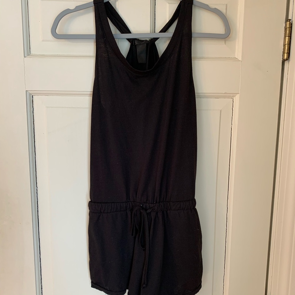 Black open back romper